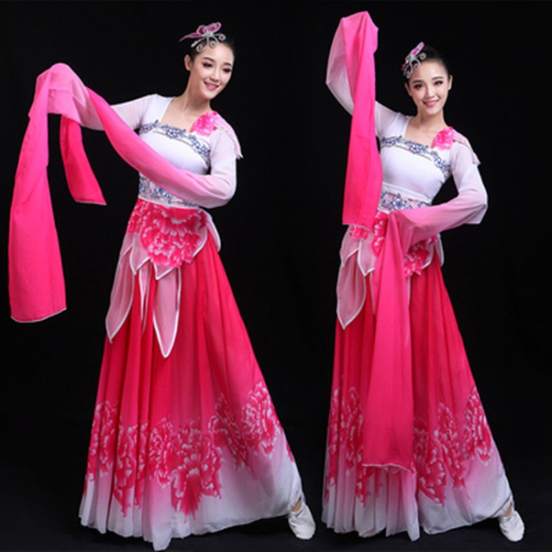 womens chinese folk dance costumes pink blue water sleeves hanfu fairy classical dance yangko umbrella dance cosplay dresses w02260 800x800 1